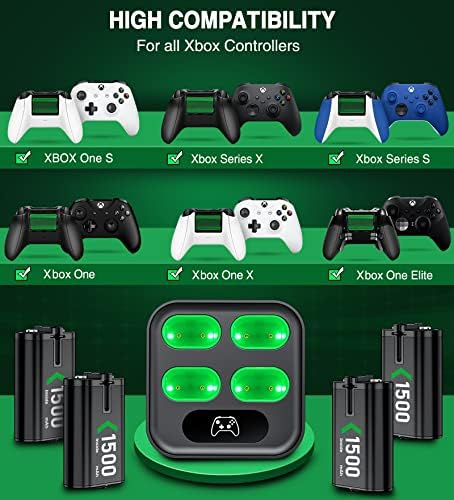 Батерията на контролера на Xbox X series|S/Xbox One S / X/Elite, 4x1500 ма, Акумулаторна батерия Xbox One с бързо зарядно устройство