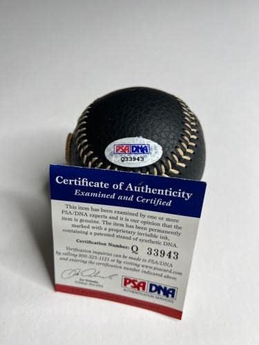 Ърни Банкс подписа бейзболен договор г-Н Сател 3D Rawlings Baseball Чикаго Къбс PSA Q33943 - Бейзболни топки с автографи