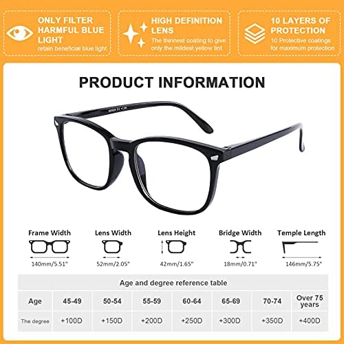 DOOViC 4 Опаковки Очила за четене, Блокиране на Синя Светлина, Модерни Компютърни Ридеры за Жени, Защита От Напрежение в очите, Отблясъци,