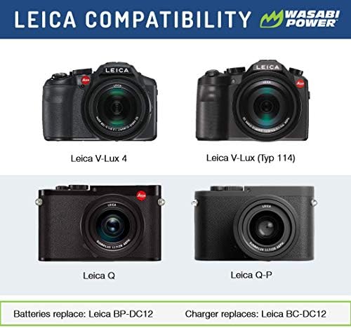 Батерия Wasabi Power (2 комплекта), за да Leica BP-DC12, 18729 и Leica V-Lux 4, V-Lux (тип 114), Q, Q-P