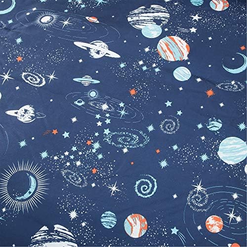 Комплект спално бельо WPM WORLD PRODUCTS MART Kids Collection, 5 теми, Синьо одеяло с принтом на космическия кораб и ракета в Реален