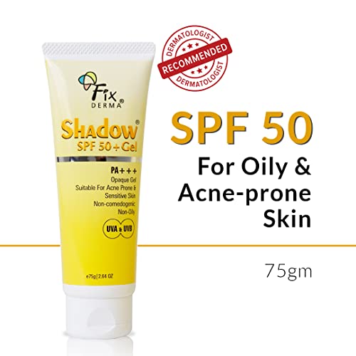 Слънцезащитен крем Fixderma Shadow SPF 50+ с гел, титанов диоксид и оксидом цинк | Слънцезащитен крем за лице | Слънцезащитен крем