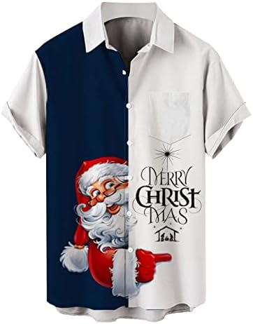 Мъжки Ризи за Боулинг, Коледна Тениска с Къс Ръкав и Ревери, Ежедневни Риза Редовен Намаляване, Мъжки Коледни Върховете