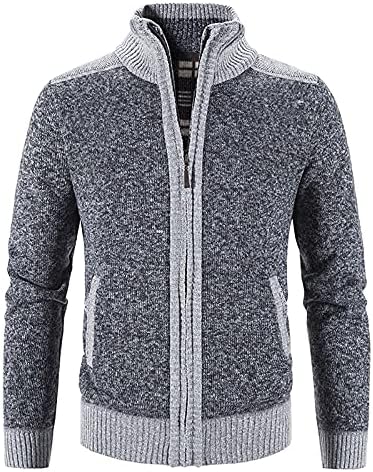 Bravetoshop - Мъжки жилетка, пуловер, оборудвана случайни вязаный пуловер с цип, яке с джобове