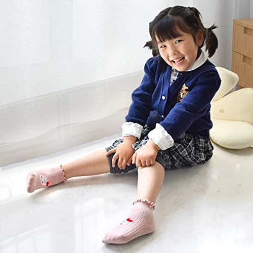 Aifong/ Нескользящие Чорапи за малки момичета, Прекрасни Памучни Чорапи с къдри на Щиколотке за деца, Бебета, Момиченца, 6 двойки