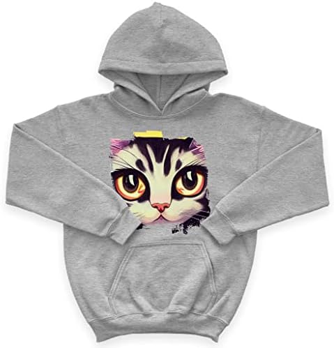 Снимки на Детски блузи с качулка от порести руно с Анимационни котка - Сладко Детска hoody с качулка - Hoody с принтом котка