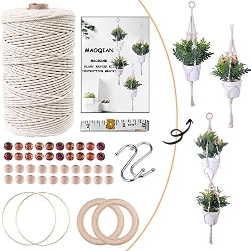 Комплект Ресни MAOQIAN 3 в 1 за начинаещи, Памук кабел за ресни 3 мм x 220 ярда, 3 комплекта закачалки за растенията Ресни със собствените