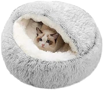 Легло за котка SUOXU, Успокояваща Легло За Малко Куче, Домашен Легло За Сън Кученце От Изкуствена Кожа, Топли, Меки Пухкави Понички, Легло