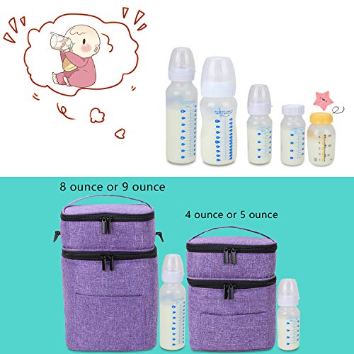 Чанта-хладилник Luxja за кърма (с капацитет 4 бутилки с обем до 5 унции), Двупластова чанта-хладилник за кърма и набор от бутилки