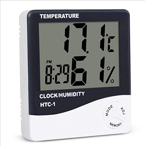 HTC-1 Дигитален Термометър, Влагомер Часовник Алармен часовник/Будилник Календар 5 Функции на Голям Екран Настолна Поставка и Монтиране