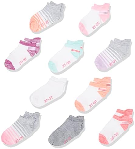 Чорапи за бебета и малки деца Hanes, Нескользящие чорапи на щиколотках, За момчета и момичета, 10 чифта в опаковка