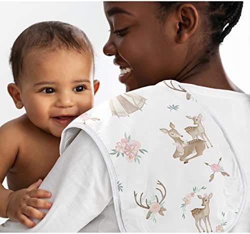 Sweet Jojo Designs Абсорбиращи кърпички за оригване с цветен модел на Горски Елен за малки момичета За новородено - Розово-мятно-зелен и