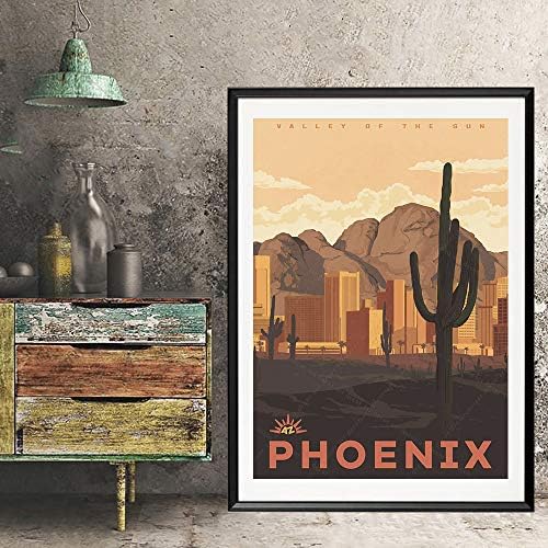xtvin САЩ Аризона, Финикс Америка Ретро Пътен Плакат Художествена Печат на Платно Картина за Декорация на Дома, Подарък (12X18 инча)