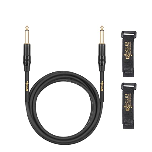 Китара кабел Clef Audio Labs 6 фута 1/4 - Преки позлатени накрайници, 22AWG, корпус от хромо-с сплав, зелена плитка - 2 кабелни връзки
