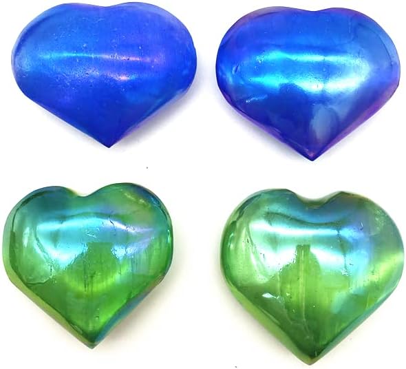 ERTIUJG HUSONG306 1бр Червен, Зелен Титан на Аурата е Бяла Селенит Нарези Crystal Сърцето Полирани Лечебни Камъни Декоративни