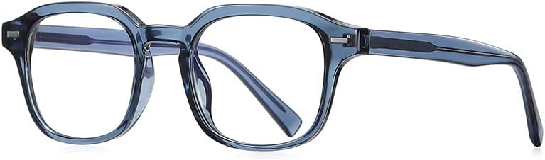 Квадратни очила за четене RESVIO за мъже в Ретро стил TR90 Ръчно изработени, Прозрачни Сини