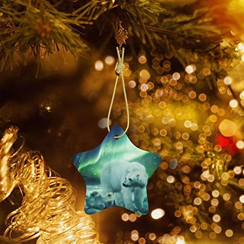 Мече Северното Сияние 2022 Коледен Керамични висулка за украса на Коледната елха