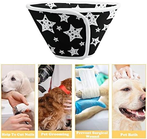 Черно-бял принт в формата на звезда, кучешки конус, нашийник за възстановяване на домашни любимци, защитен след операцията