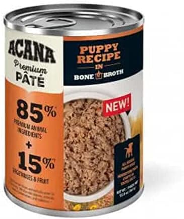 Мокра храна за кучета и причината acana Premium Pate Puppy Recipe Беззерновой Костния бульон, 12,8 унция, Опаковка 12, 12 х