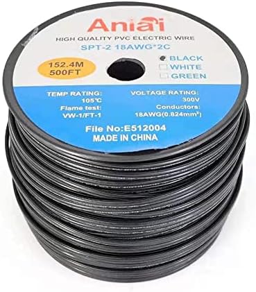Низковольтный озеленяване тел Aniai, списък на електрически кабели UL 18/2, за осветление и удлинительного кабел на лампата (500ft-SPT2-18AWG,