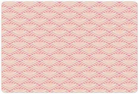 Foldout Бледо-Розова подложка за домашни за храна и вода, Люспи на Риба-Дракон, Плочки с Кръгово Модел Океанските Вълни