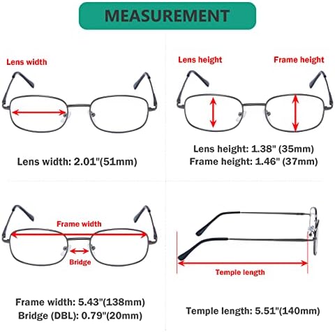 Eyekepper Класически очила в метални рамки с кутия пролетта шарнирными дужками, 3 двойки (gun metal), метални ридеры Valupac +
