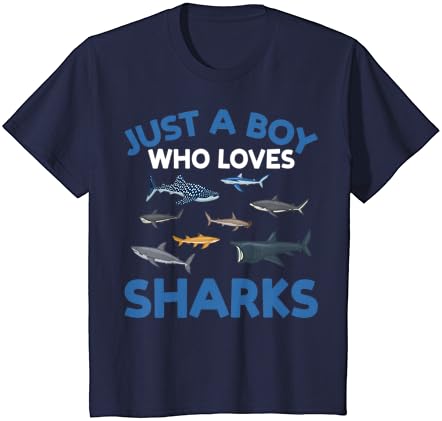 Просто Момче, Което Обича Акули Забавна Детска Тениска Shark Любовник