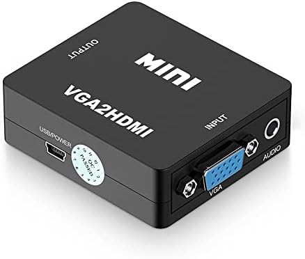 REDLUX VGA-HDMI, Конвертор на аудио-видео VGA към HDMI 1080p/720p с USB-кабел за захранване и аудиокабелем 3,5 mm, Поддръжка на компютъра,