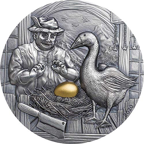 2020 DE Известните Басни PowerCoin Гъска, Снесший Златното Яйце 2 Грама Сребърна Монета 10 $ Палау 2020 Антични Гарнитури