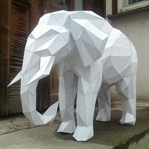 Слон Геометричен Хартиен Трофей 3D Хартиена Скулптура Творческа Книжен Модел Ръчно изработени Оригами Пъзел игра направи си