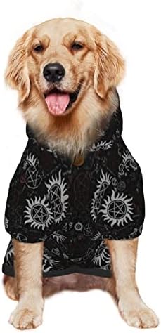 Hoody с качулка за домашни любимци Supernatural Symbols Черен на цвят, с принтом, подходящи за средни и големи кучета