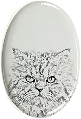 Арт Дог Оод. Персийски котки, Овално Надгробен камък от Керамични Плочки с Изображение на котка