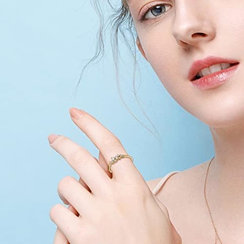 Златен пръстен с диамант, женски пръстен с девет диаманти, бижута, наградата на пръстени за момичета (злато, 6)