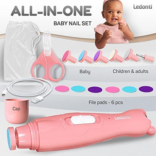 Акумулаторна Детска Ножица за нокти - Детски Електрическа Машинка за нокти с led подсветка за новородени, Бебета, деца, Деца - Комплект