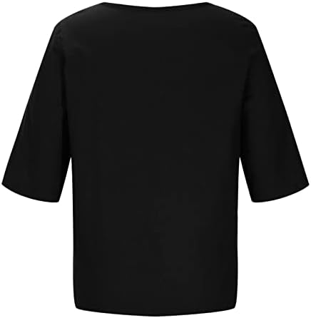 Ризи с къс ръкав 1/2 За момичета, Блузи Свободно Намаляване С Цветен Модел на Глухарче, Риза с деколте Лодка, Ризи от Ликра и Лен за