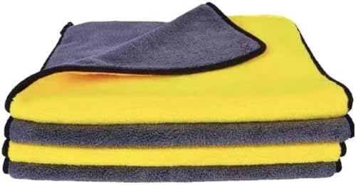 Кърпи от микрофибър omymlo Professional Премиум клас от полиестер и микрофибър, жълто-сив цвят (12 x 12) (опаковка от 2 бр.) - са