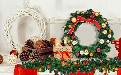 24-Инчов Уличен Коледен Венец, Големи, Предварително Подсвеченные Коледни Венци на входните врати, Изкуствен Венец Коледна Елха с борови копче,