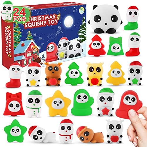 NPET Коледни Меки играчки Jumbo Mochi Squishy Toys-Пълнители за Коледни Торбички, Пълнители за Отглеждане, Меки Играчки с Кавайной Пандой,