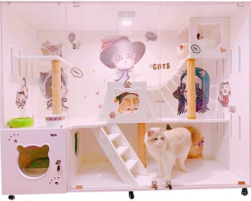 Апартамент за домашни любимци / Клетки за котки Покрити с Големи Бели / клетка за котки / котешки Къщички за котки в затворени