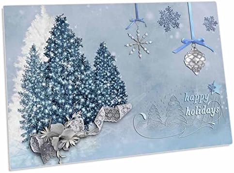 3dRose Сини Коледни художествени снежна украса и елха век - Подложки за настолни възглавници (dpd-218769-1)