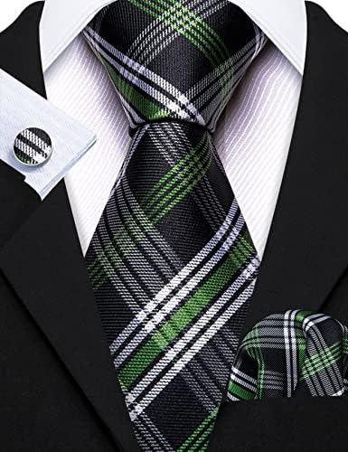 Бари.Дизайнерски Вратовръзки, Класически Wang за мъже, Набор от Формални Джобни Кв. копчета за ръкавели в Клетката