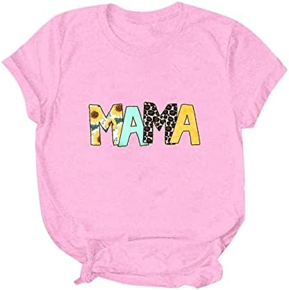 Дамски тениски на Ден на Майката С Леопардовыми букви Мама, Летни Тениски, Ежедневни Свободни Класически Ризи с кръгло деколте и Къс