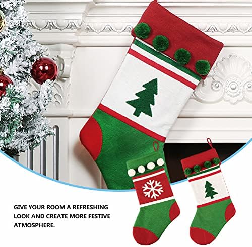 Кабилок Изискан 2 ЕЛЕМЕНТА Коледни Чорапи Вълнени Чорапи Окачен Подарък-Коледни Чорапи с Висулка