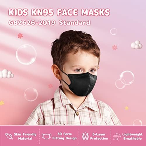 Детски маска HALIDODO Kids KN95, 30 опаковки, 5-слойни маска KN95 за деца, Ефективността на филтрация ≥95%, Защитни маски KN95 с регулируема