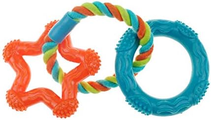 MPP Въже 'N Rings Стоматологични Играчки за кучета Гъвкава Гумена Звезда и Пръстен 8 , Изберете оранжево или синьо (оранжеви)