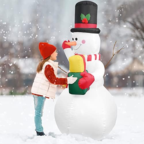 Fivaokot 5ft Коледа Надувное Украса, Надуваем Весел Снежен човек с Подарочными Кутии, Цветни Въртящи се предни Led Светлини за Двора,