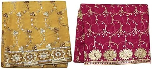 Реколта индийски дълъг шал Peegli Georgette Dupatta от 2 Абстрактни шалове с цветен модел