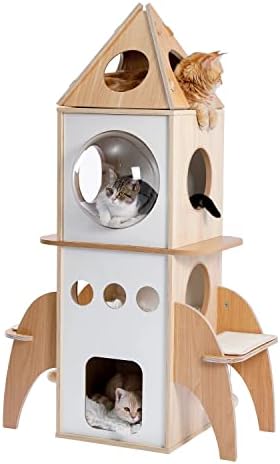Когтеточка за котки и котенков TONPOP Дърво с играчка мишка Легло на най-високо ниво за отдих, Драскотини, Сезал за игри (Dalla ?nica)