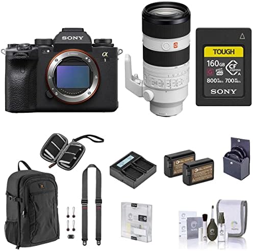 Беззеркальная камера Sony Alpha 1 с обектив FE 70-200 mm f /2.8, в комплект с карта CFexpress капацитет от 160 GB / портфейла