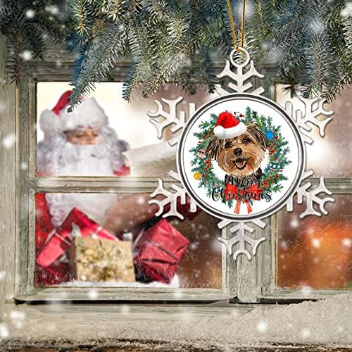 Зимна Подарък За Празника на Куче, една Снежинка, Метален Коледен Орнамент, Весела Коледа, Шапка на Дядо Коледа, Коледен Орнамент